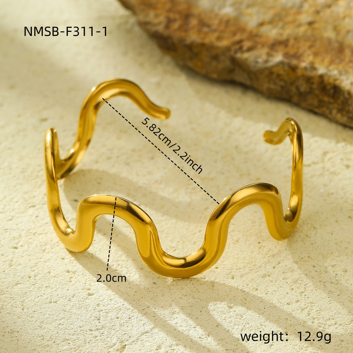 Titanium steel wave necklace bracelet 18K gold stainless steel jewelry set